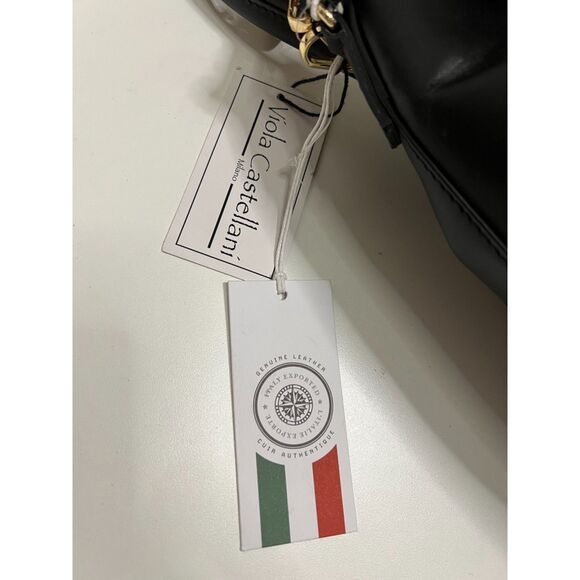 NWT Viola Castellani smooth black leather bucket bag - Picture 8 of 12